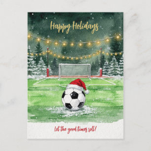 Christmas Soccer Ball Santa Hat Greeting Cards