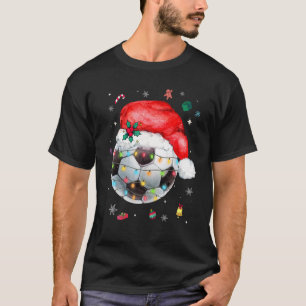 Christmas Soccer Ball Santa Hat Sport Xmas Boys M T-Shirt