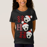Christmas Soccer Ball Santa Head Red Plaid Xmas So