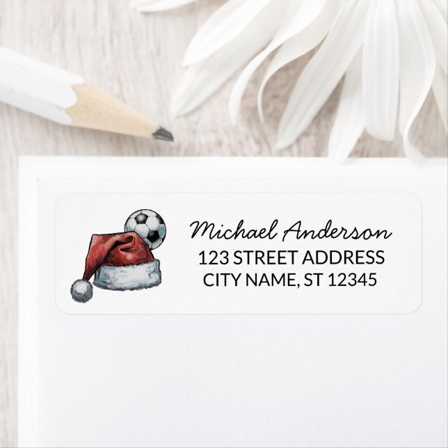 Christmas Soccer Ball Santa Return Address (Insitu)