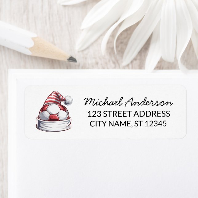 Christmas Soccer Ball Santa Return Address (Insitu)