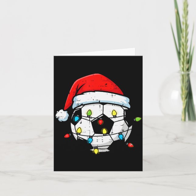 Christmas Soccer Ball Santa Xmas Football Srt Men  Card (Front)