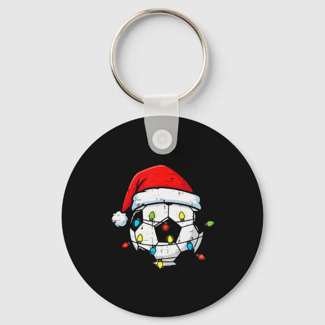 Christmas Soccer Ball Santa Xmas Football Srt Men  Key Ring (Front)