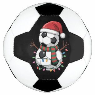 Christmas Soccer Ball Snowman Lights Santa Hat