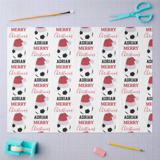 Christmas Soccer Ball Sports Football Custom Name Tissue Paper (Craft)