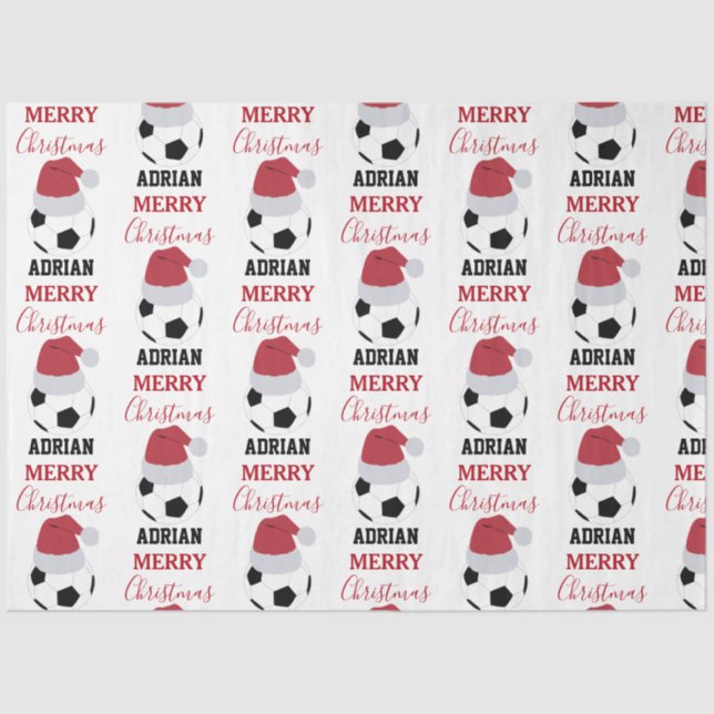 Christmas Soccer Ball Sports Football Custom Name Tissue Paper (Front)