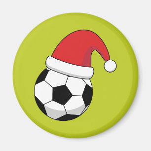 Christmas Soccer Ball With Santa Claus Hat Magnet
