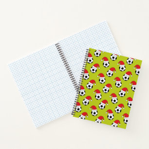 Christmas Soccer Ball With Santa Claus Hat Pattern Notebook