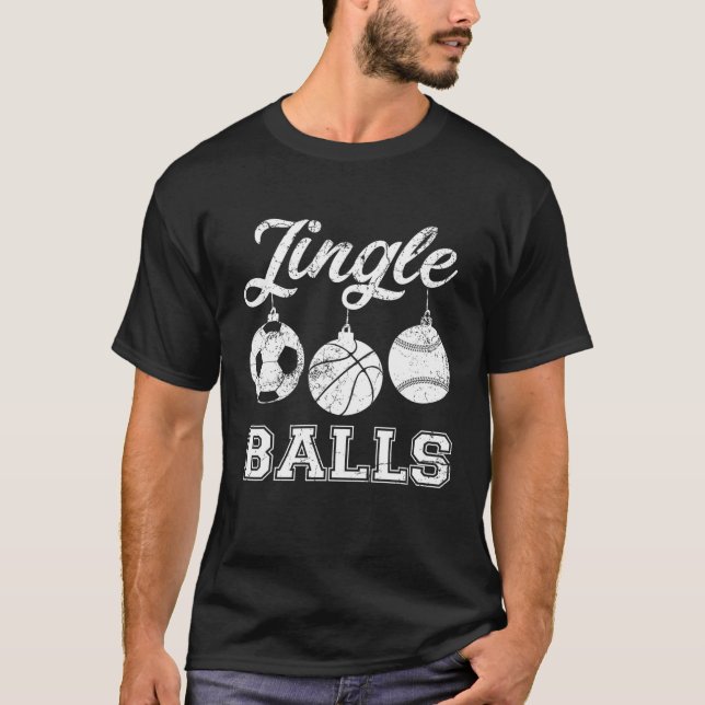 Christmas Soccer Baseball Basketball Jingle Balls  T-Shirt (Front)