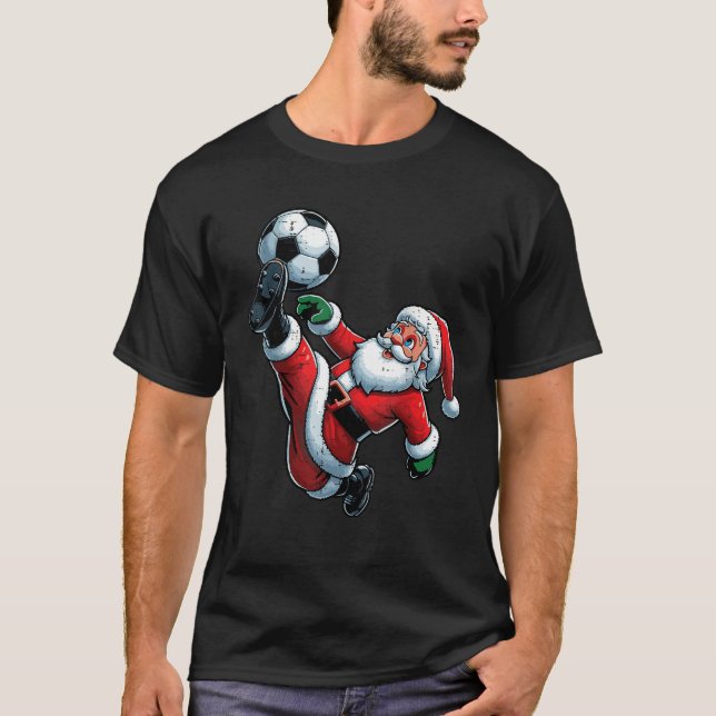 Christmas Soccer Bicycle Kick Xmas Football Boys K T-Shirt (Front)