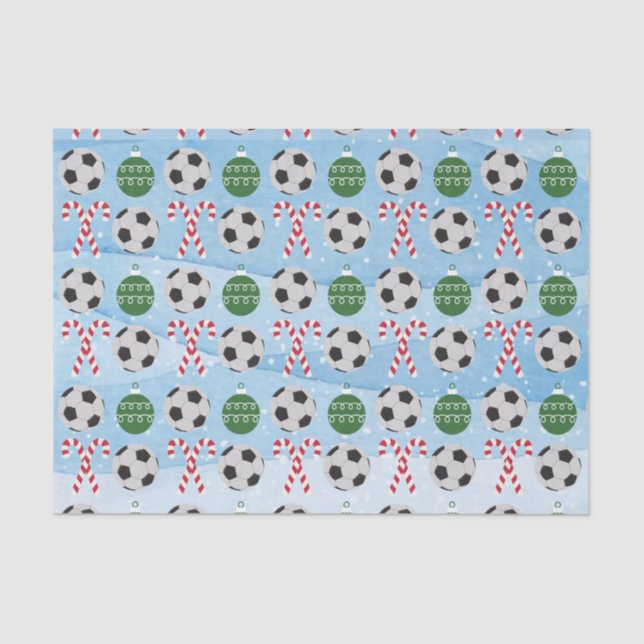 Christmas Soccer Candy Cane Tissue Paper (Front)