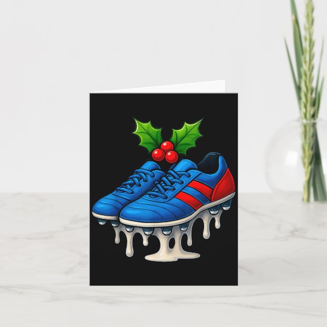 Christmas Soccer Cleats Ice Cream Drip Xmas  Card (Front)