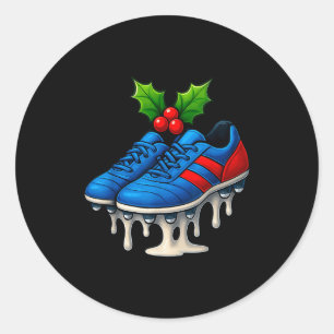 Christmas Soccer Cleats Ice Cream Drip Xmas  Classic Round Sticker