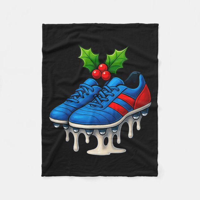 Christmas Soccer Cleats Ice Cream Drip Xmas  Fleece Blanket (Front)