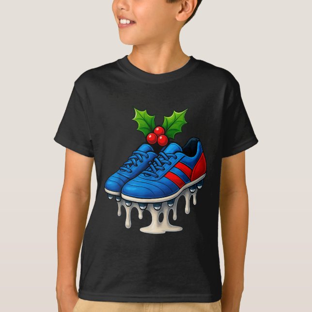 Christmas Soccer Cleats Ice Cream Drip Xmas  T-Shirt (Front)