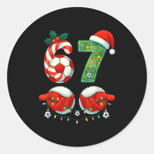 Christmas Soccer Drip Number 67 Boys Soccer Player Classic Round Sticker