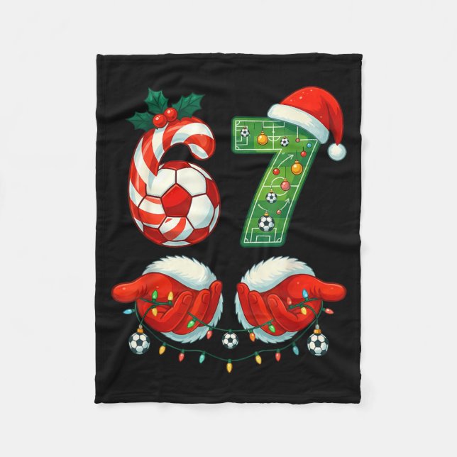 Christmas Soccer Drip Number 67 Boys Soccer Player Fleece Blanket (Front)