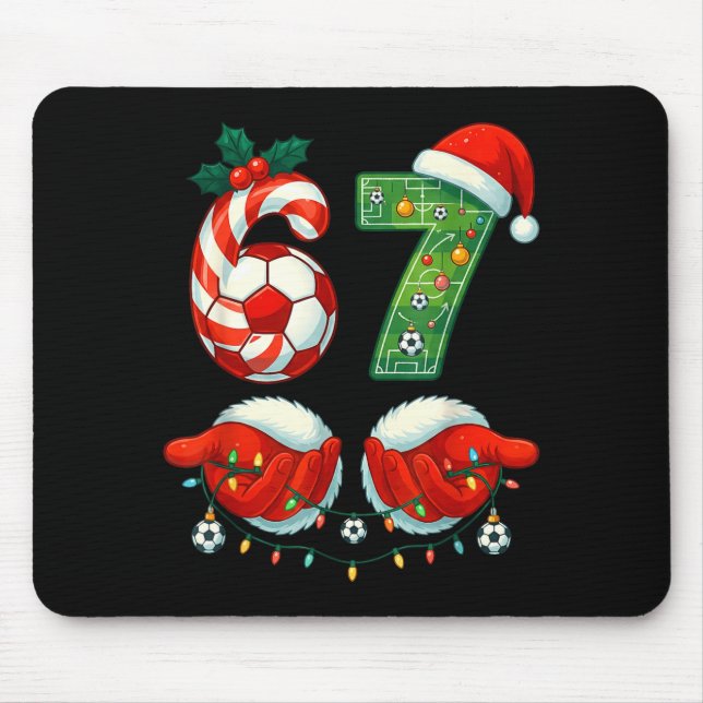Christmas Soccer Drip Number 67 Boys Soccer Player Mouse Mat (Front)