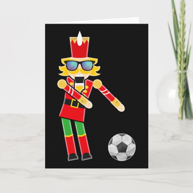 Christmas Soccer Flossing Nutcracker Gifts  Card (Front)
