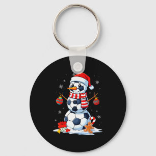 Christmas Soccer Funny Snowman Men Boys Kids Key Ring