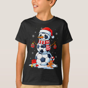 Christmas Soccer Funny Snowman Men Boys Kids  T-Shirt