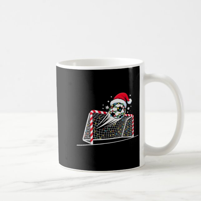 Christmas Soccer Goal Ball Lights Santa Xmas Kids  Coffee Mug (Right)