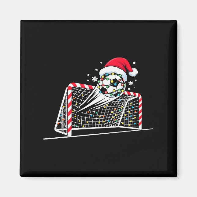 Christmas Soccer Goal Ball Lights Santa Xmas Kids  Magnet (Front)