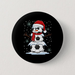 Christmas Soccer Ll Funny Snowman Xmas Pyjamas Men 6 Cm Round Badge