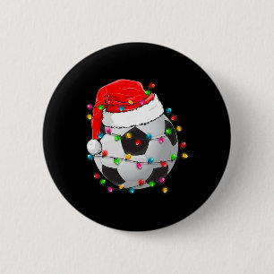 Christmas Soccer Ll Santa Hat Funny Sport Xmas Boy 6 Cm Round Badge