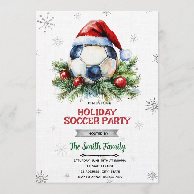 Christmas soccer party invitation (Front)