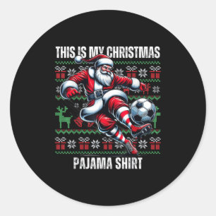 Christmas Soccer Player Srt Lover Santa Hat Xmas P Classic Round Sticker