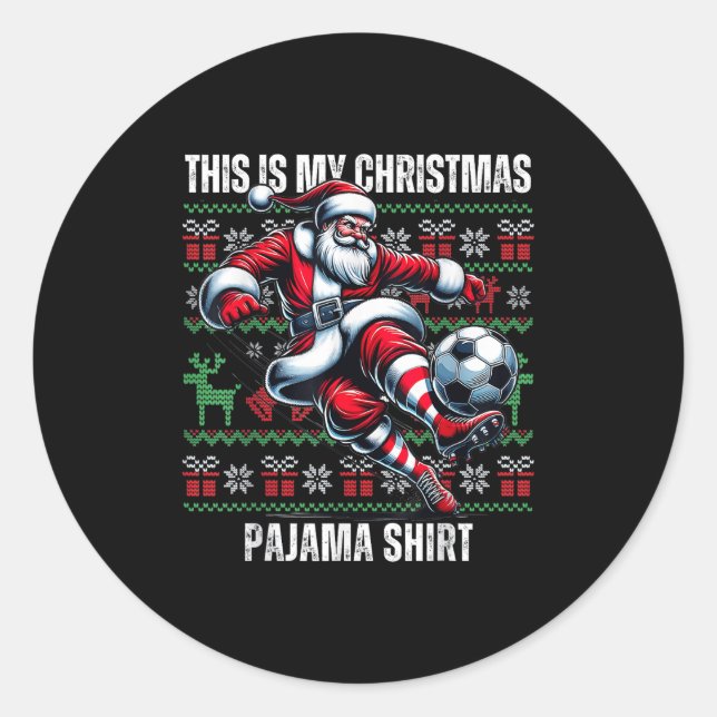 Christmas Soccer Player Srt Lover Santa Hat Xmas P Classic Round Sticker (Front)