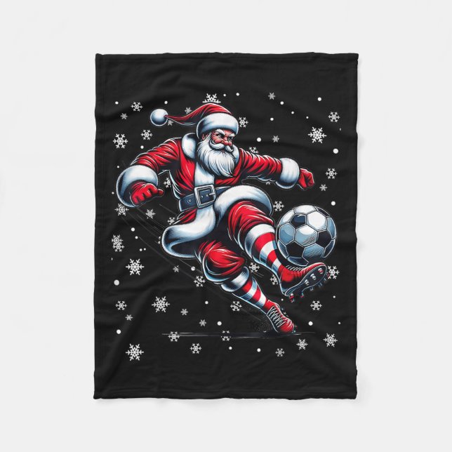 Christmas Soccer Player Srt Lover Santa Hat Xmas P Fleece Blanket (Front)