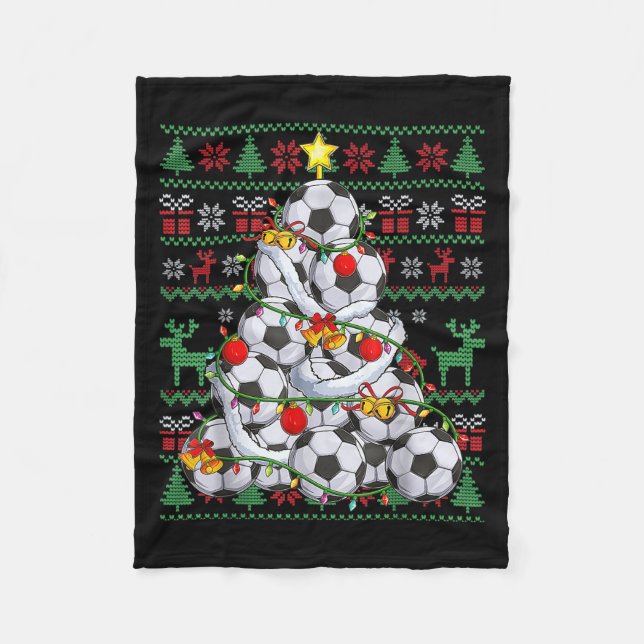 Christmas Soccer Player Srt Lover Santa Hat Xmas P Fleece Blanket (Front)