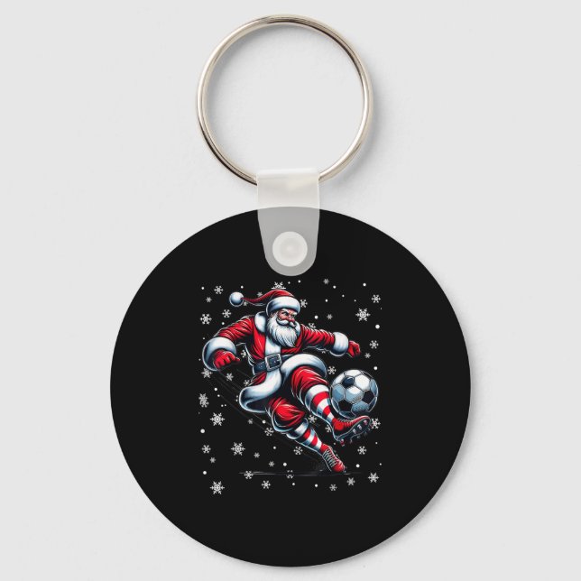 Christmas Soccer Player Srt Lover Santa Hat Xmas P Key Ring (Front)