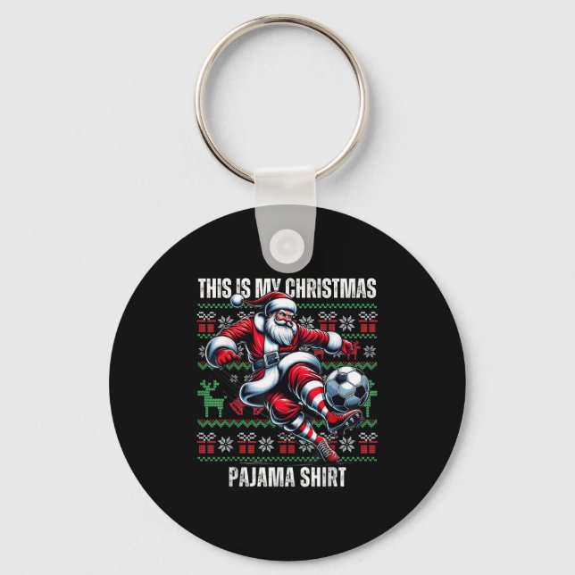 Christmas Soccer Player Srt Lover Santa Hat Xmas P Key Ring (Front)
