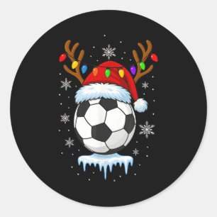 Christmas Soccer Reindeer Classic Round Sticker