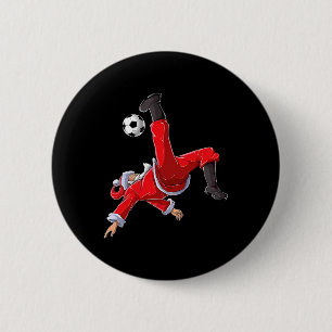 Christmas Soccer Santa Funny Bicycle Kick 6 Cm Round Badge