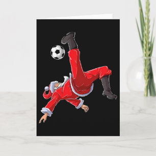Christmas Soccer Santa Funny Bicycle Kick  Card