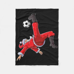 Christmas Soccer Santa Funny Bicycle Kick Fleece Blanket
