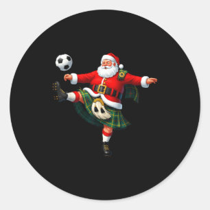 Christmas Soccer Santa Funny Football Festive Merr Classic Round Sticker