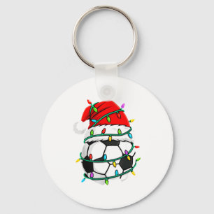 Christmas Soccer Santa Hat Lights Santa Srts Xmas Key Ring