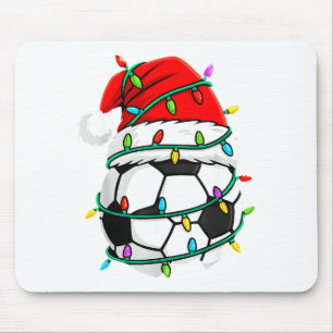 Christmas Soccer Santa Hat Lights Santa Srts Xmas  Mouse Mat