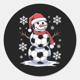 Christmas Soccer Snowman Funny Soccer Christmas Classic Round Sticker