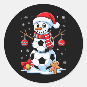 Christmas Soccer Snowman Santa Hat Xmas Pyjamas Me Classic Round Sticker