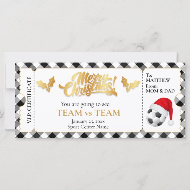 Christmas Soccer Ticket, Surprise Gift Voucher (Front)