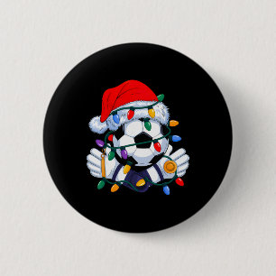 Christmas Soccer Xmas Santa Sports Hat Mens Womens 6 Cm Round Badge