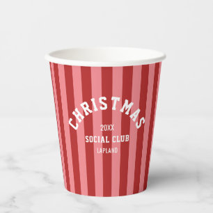 Christmas Social Club Red Pink Candy Stripes Paper Cups