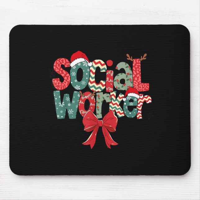 Christmas Social Worker Retro Xmas Tis The Season  Mouse Mat (Front)