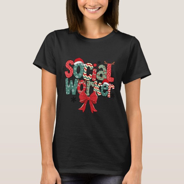 Christmas Social Worker Retro Xmas Tis The Season  T-Shirt (Front)